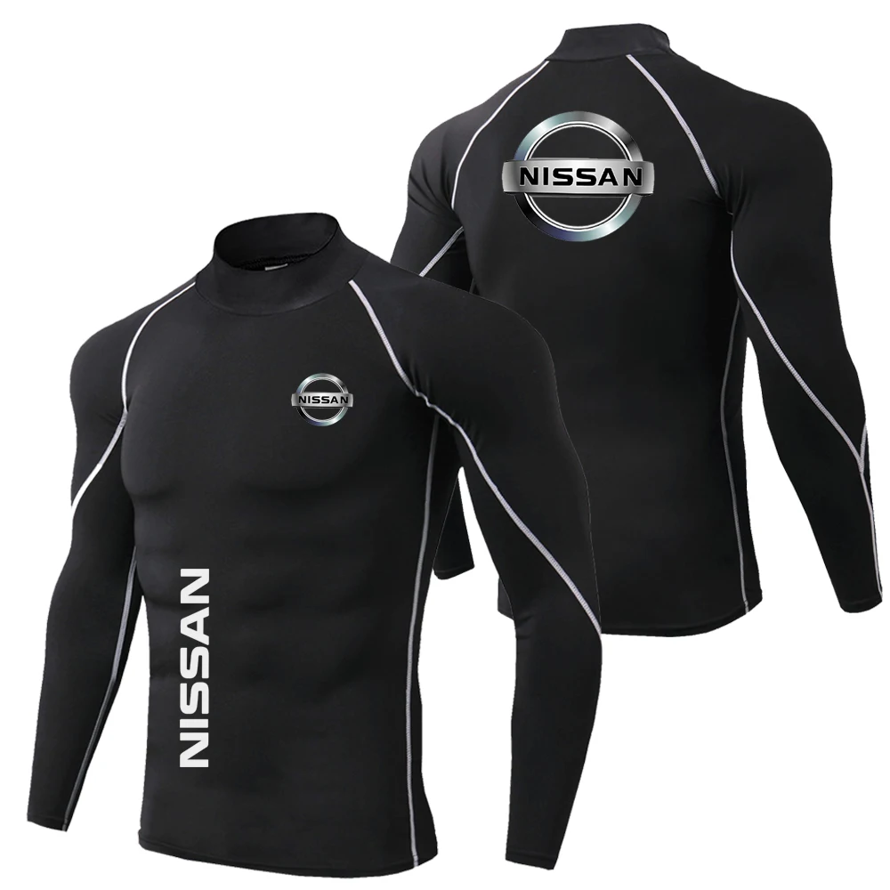 Autumn/Winter Men's Running Sports T-shirt, Nissan Printed Long Sleeve Tight Top