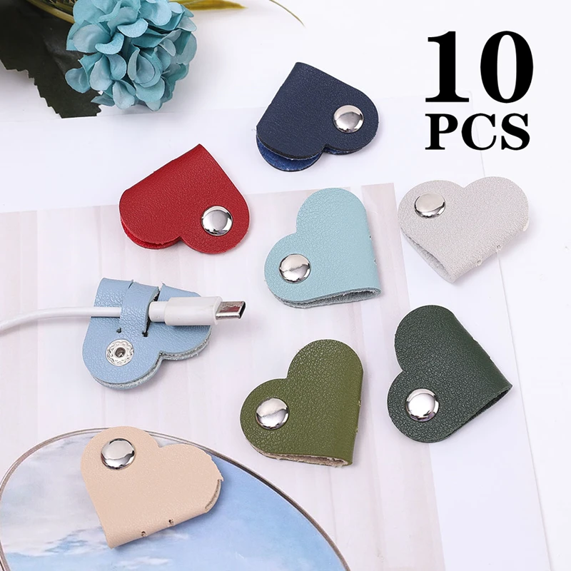 Portable Cute Heart Shape Cable Winder For Headphone Wire Charger Data Cord Protector Holder Clips Snap Fastener Line Organizer