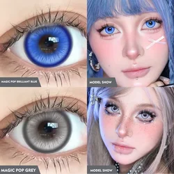 VISUASHOW 1 Pair Anime Cosplay Colored Contact Lenses, Yearly Disposable Soft Lens, Magic Pop Style for Party & Cute Eye Beauty