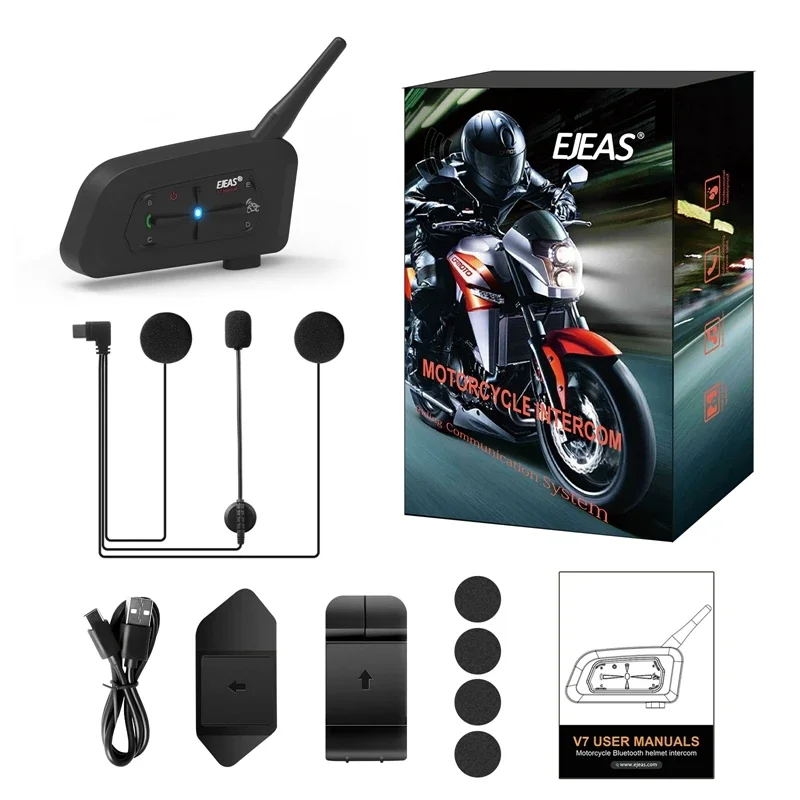 EJEAS V7 2 way bluetooth 5.1 helmet intercomsystemforsports motorcycle accessories intercom 