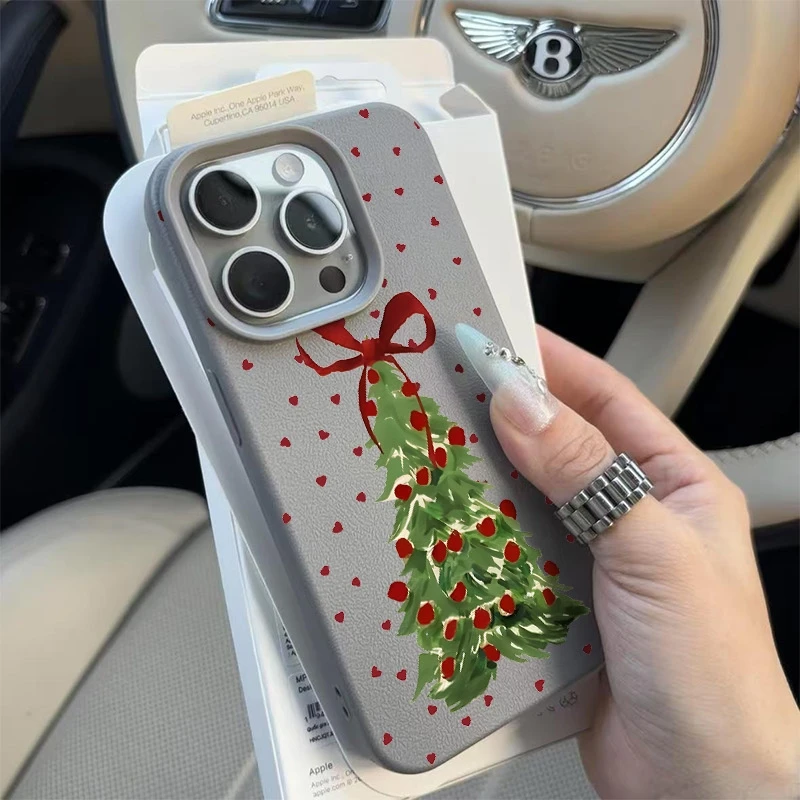 Coque de téléphone en cuir Lichee, Design d'arbre de noël, antichoc, pour Samsung S25 S24 S23 S22 S21 S20 S10 Plus FE Ultra 4G 5G