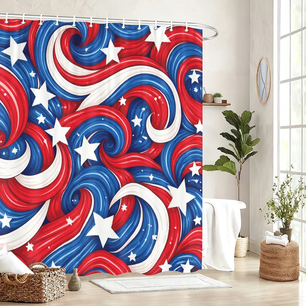 

Полиэстеровая занавеска для душа с патриотическим узором - стильный декор для ванной комнаты, яркая занавеска с принтом для дома и туалета