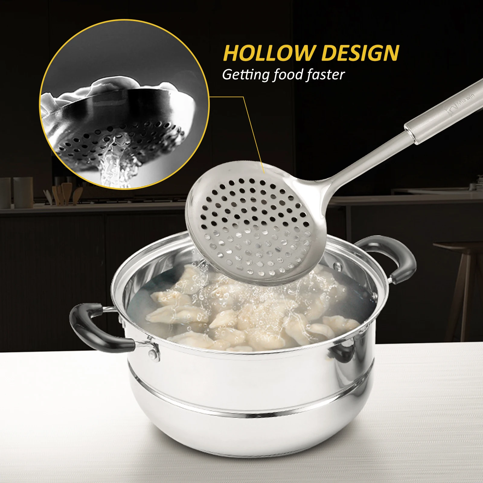 

5 pcs Stainless Steel Kitchenware Set Corrosion Resistant Hanging Hole Comfortable H Cooking Spoons Wares Silver