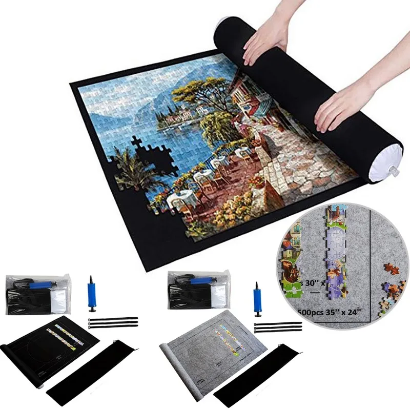 Puzzles Pad Jigsaw Roll Felt Mat Playmat Puzzles Blanket For Up To 1500 Pcs Puzzle Accessories New Portable Travel Storage Bags