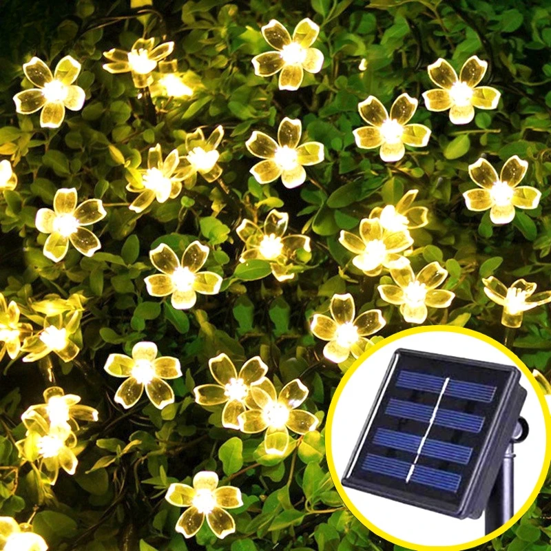 50/20LED Solar Flower String Lights Outdoor Waterproof Cherry Blossom Solar Sakura Lamp for Home Garden Party Birthday Ornament