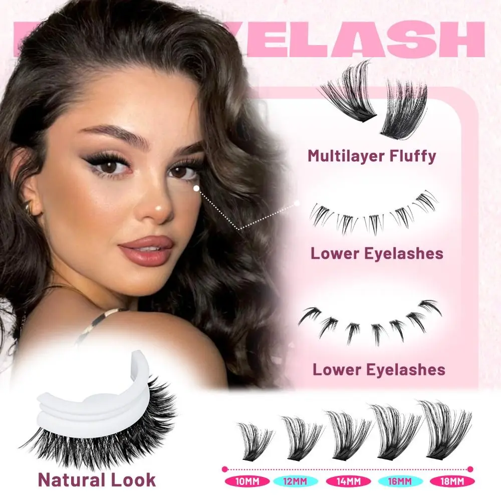 Picture 3: Natural Look False Eyelashes Bond and Seal Cluster Design DIY Lash Extension Kit Wispy Style 3D Faux Mink Lash