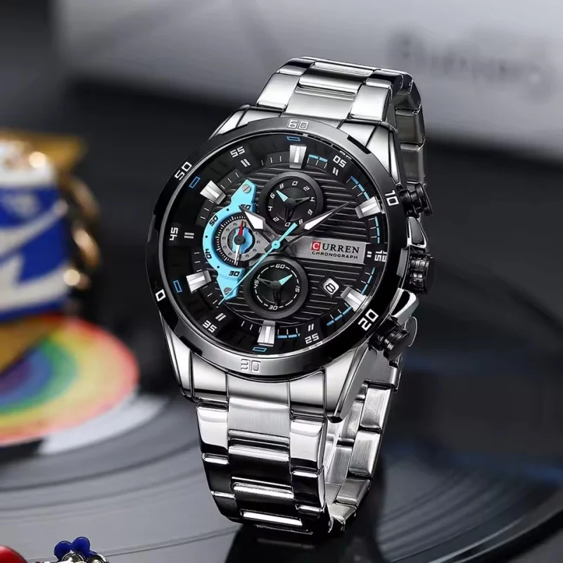 

CURREN 8402, мужские часы из нержавеющей стали, креативные модные светящиеся циферблаты с хронографом, роскошные мужские часы для отдыха, reloj hombre