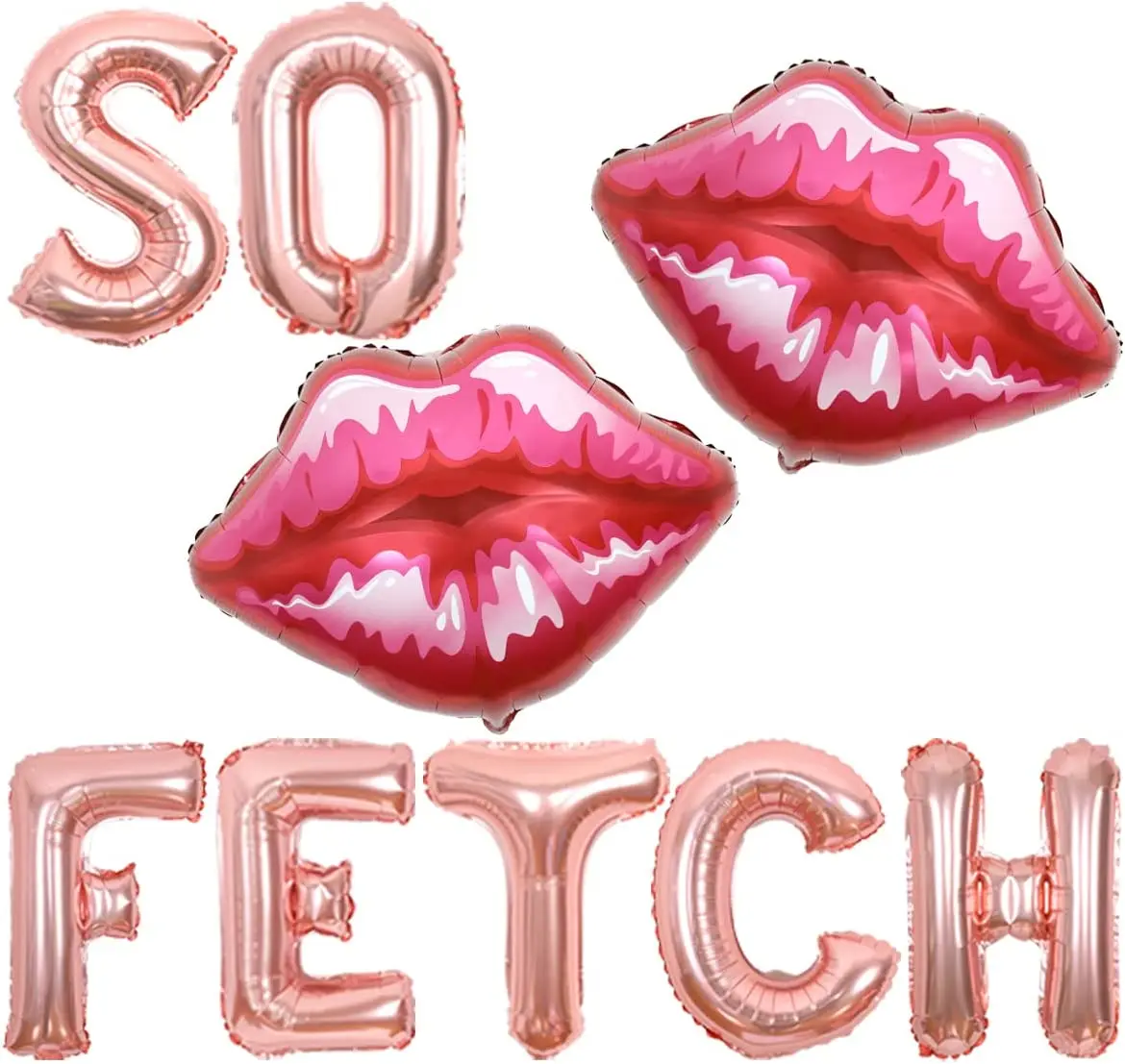 

So Fetch Bachelorette Party Decorations for Girls 20th 30th Birthday Red Lip Balloons Rose Gold So Fetch Balloon Banner