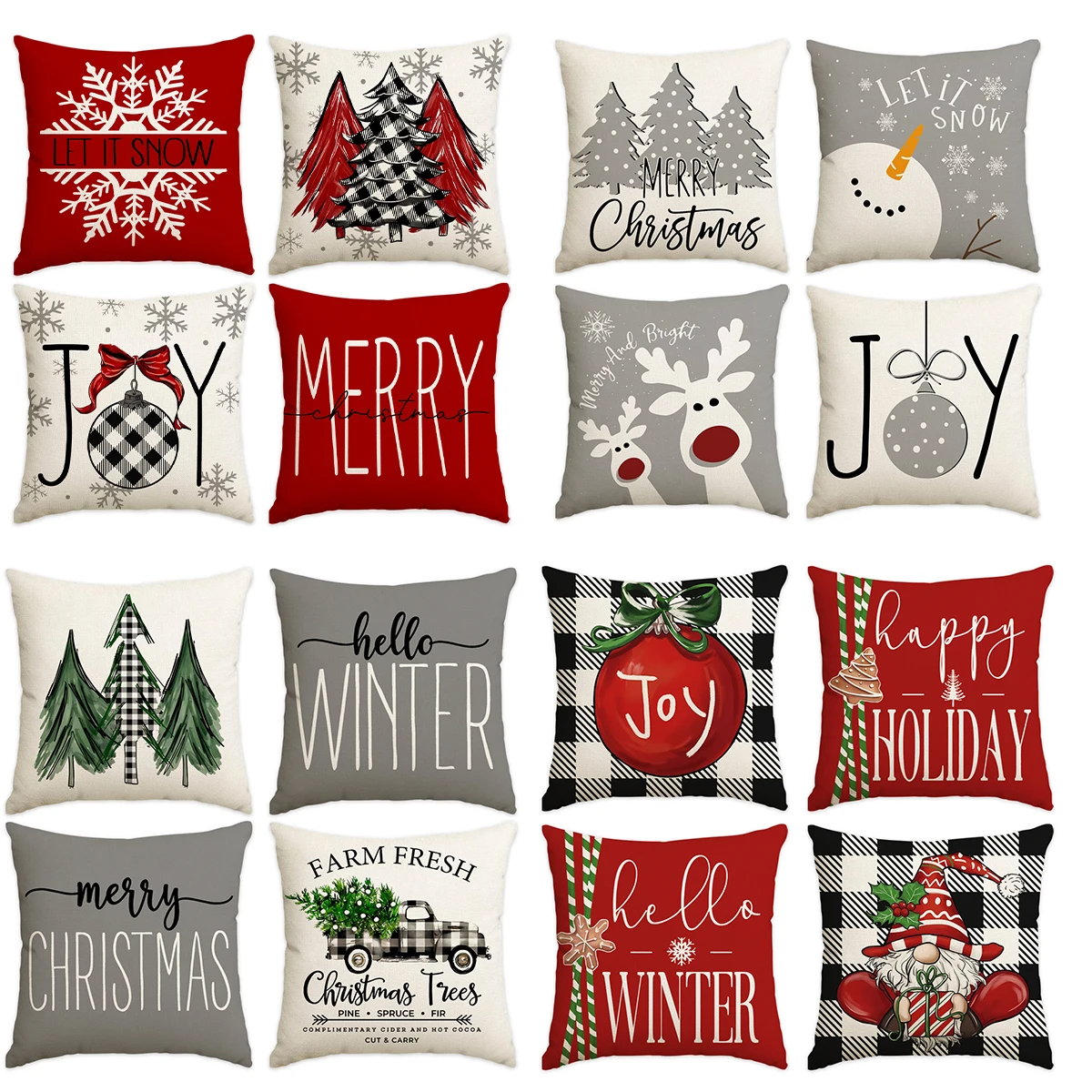 1/4pcs Christmas Pillow Cover, Home Decoration Sofa Cushion Cover, Sofa, Living Room, Room, Festival Decoration Pillowcase