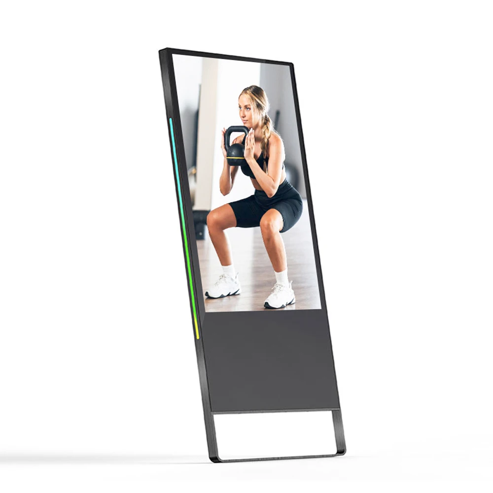 

WJW DZ LW Advanced Floor Stand 43 Inch Touch Screen Smart Fitness Mirror Personal Trainer Includes Fitness App Indoor Wall Mount