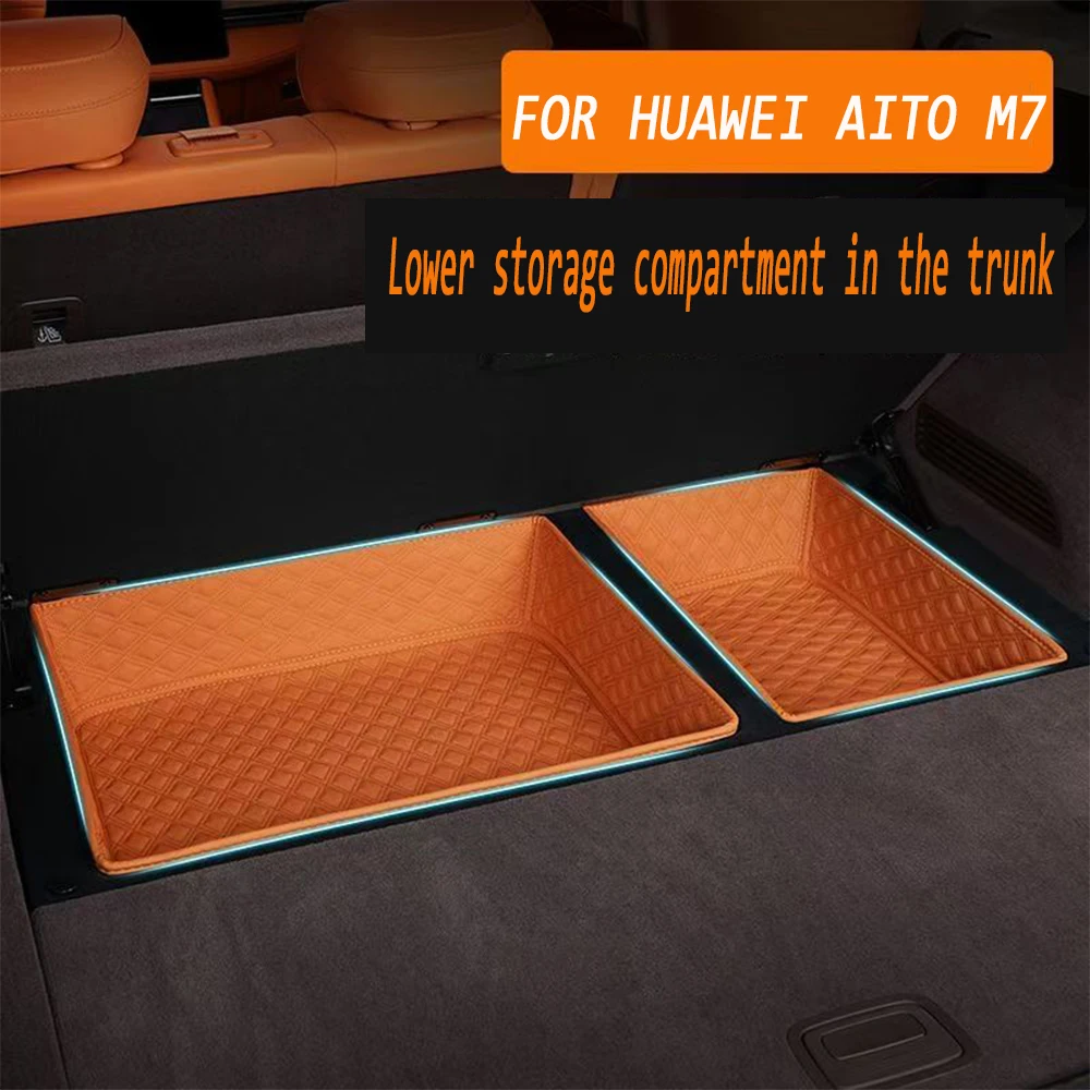 

For HUAWEI AITO M7 2024 Car five seater trunk luggage compartment leather storage compartment car accessories