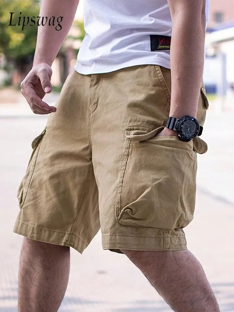 

Fashionable Mens Loose Cargo Shorts 2026 Spring Summer Stylish Solid Color Multi Pocket Shorts Men Daily Leisure Straight Shorts