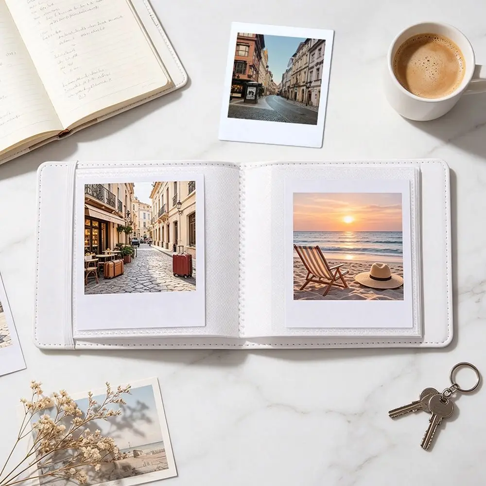 PU Leather 4 Inch Photo Album 28 Pockets Clear Pocket Pages Instant Photo Album Portable for Fujifilm Instax Square SQ