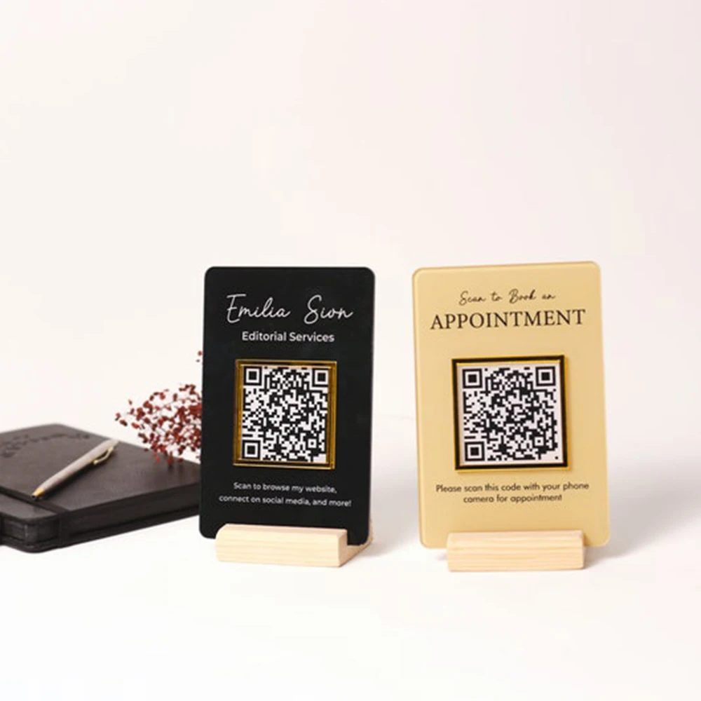 QR Code Acrylic Bracket Can Be Customized Logo Of Restaurants Cafes And Bars Transparent Acrylic Café Decoration Available