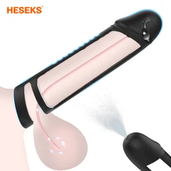 HESEKS Dildo Enlargement Delayed Ejaculation Penis Enlargement Reusable Cock Ring Sex Toys For Men Silicone Penis Sleeve 18+