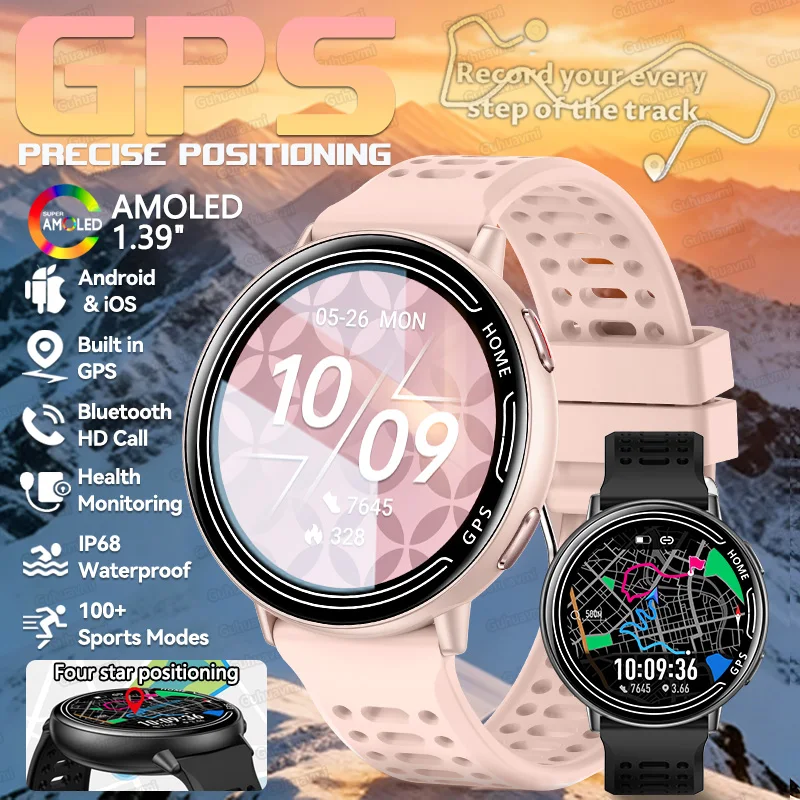 

Новинка для Android 1,39 дюйма, HD AMOLED-экран, GPS, умные часы для мужчин, 2026, пульсометр, Bluetooth-вызов, фитнес, умный браслет для женщин