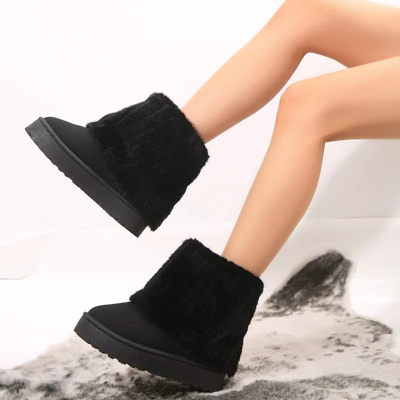 2025 New Winter Women Short Plush Warm Snow Boots Casual Shoes Suede Fur Ankle Boots Platform Ladies Shoes Boots Женские Ботинки
