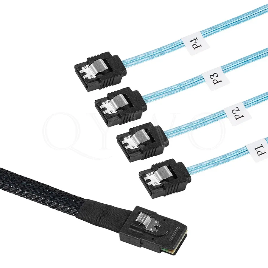 50cm 100cm SAS 4*SATA Cable Mini-SAS SFF-8087 To 4 SATA 7PIN Cable Mini SAS 36P To 4 SATA Cable 12Gbps  Hard Drive Data