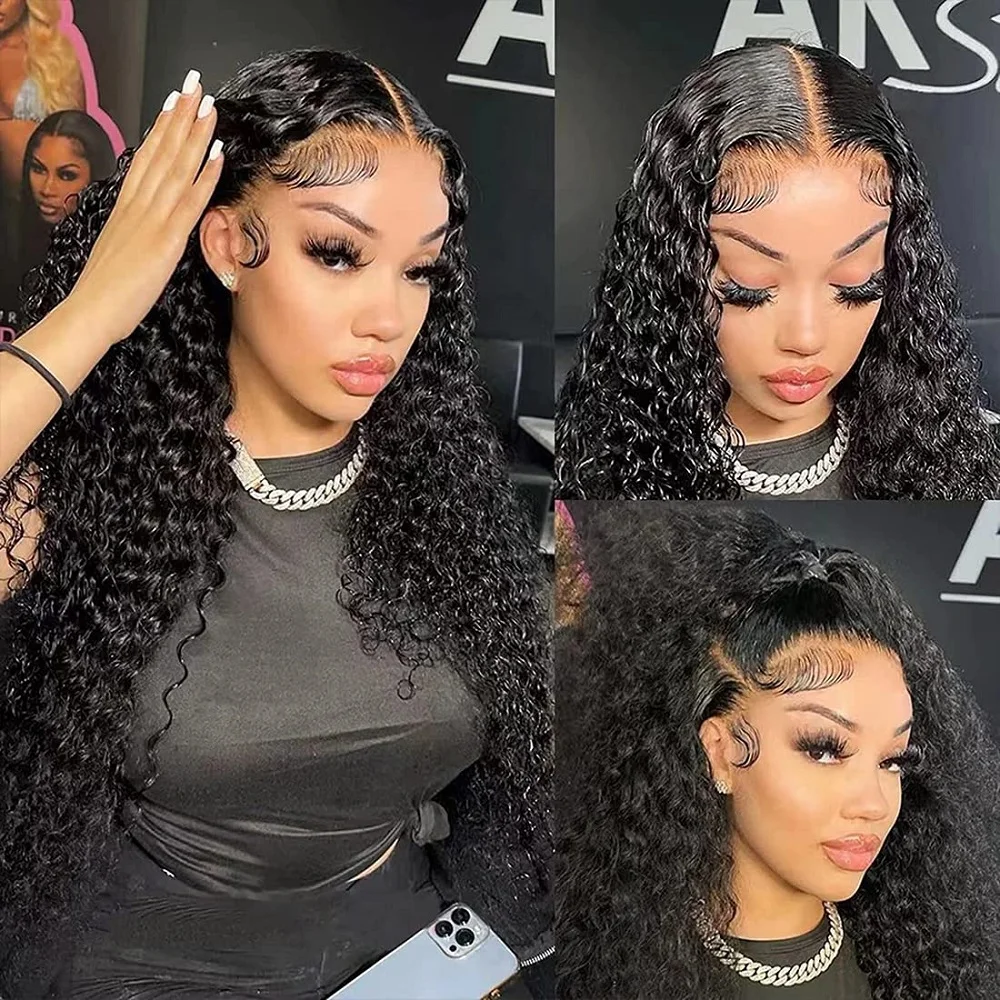 

Water Wave 13x4 HD Transparent Lace Front Wigs Human Hair 180 Density Wet and Wavy Human Hair Wigs for Women Curly Lace Front
