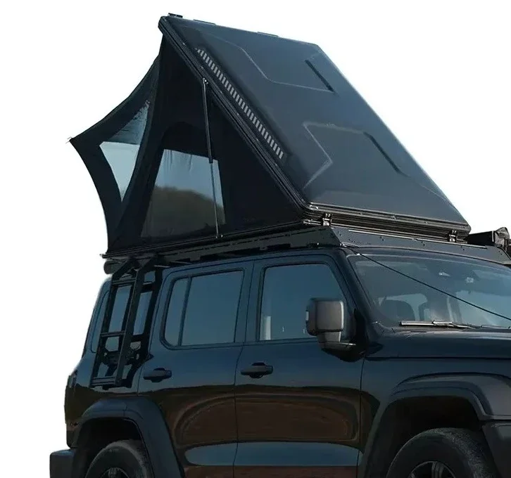 ABS Hard Shell Triangular Roof Top Tent, Off-Road Car Camping RTT with Oxford Cloth Liner, 3000mm Waterproof Spacious Interior
