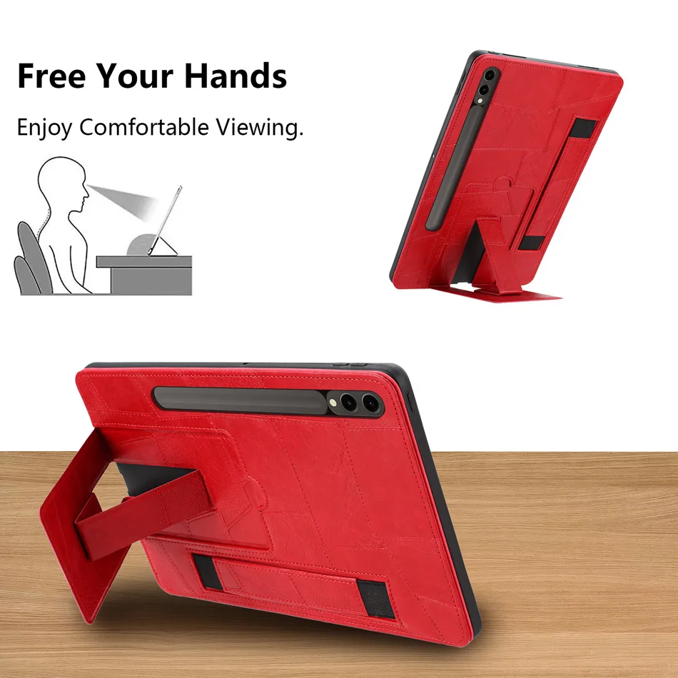 Stand Case For Samsung Tab S11 S10 fe S9 S8 S7 S6 Lite A11 A9 Plus Leather Stand Cases Bracelet 11 12.4 13.1 inch Cover
