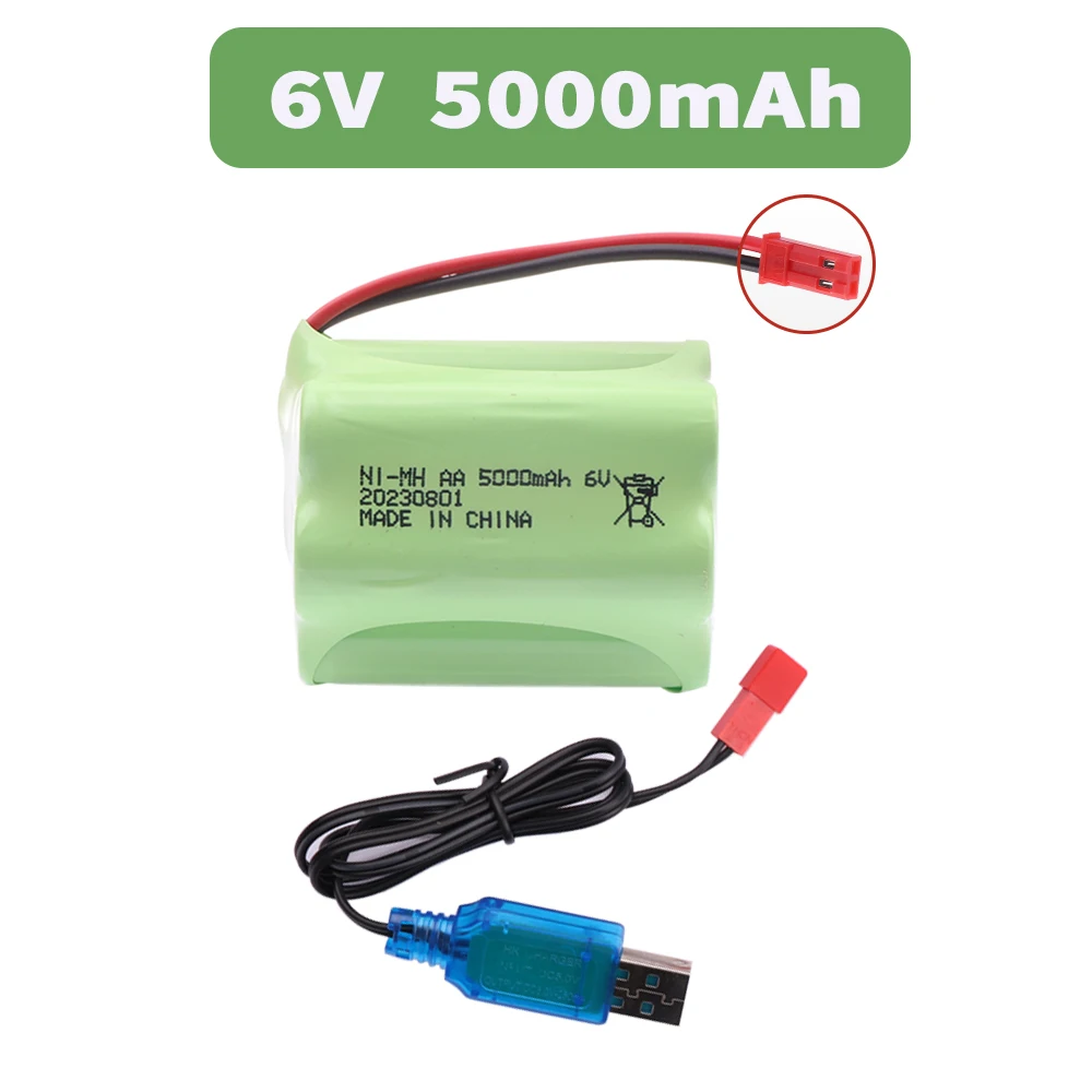 T model 6V 5000mAh NIMH AA wtyczka JST akumulatorowy do samochodów RC roboty czołgi armaty Aa 3000mah 6v ładowalny akumulator 1-10 szt