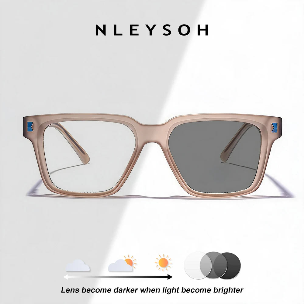 

NLEYSOH TR90 Square Sports Glasses for Men Photochromic Anti Blue Light Lens Myopia Prescription Reading Eyewear for MTB Cycling