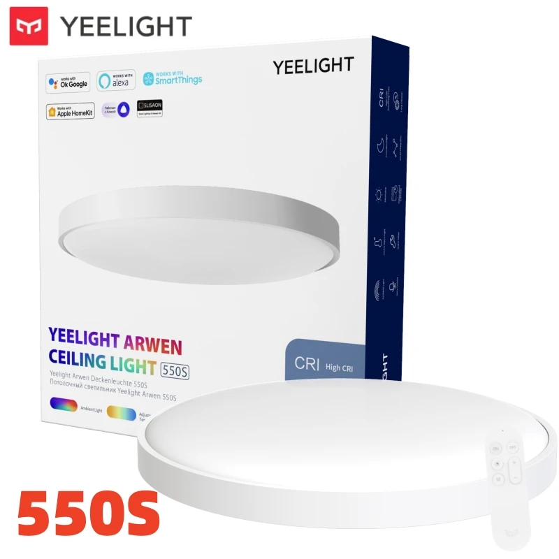 Yeelight Arwen Plafondlamp 450S/550S WiFi-verbinding 16 Miljoen RGB-achtergrondverlichting Instelbare Kleuren Ondersteunt App Mi Home Homekit