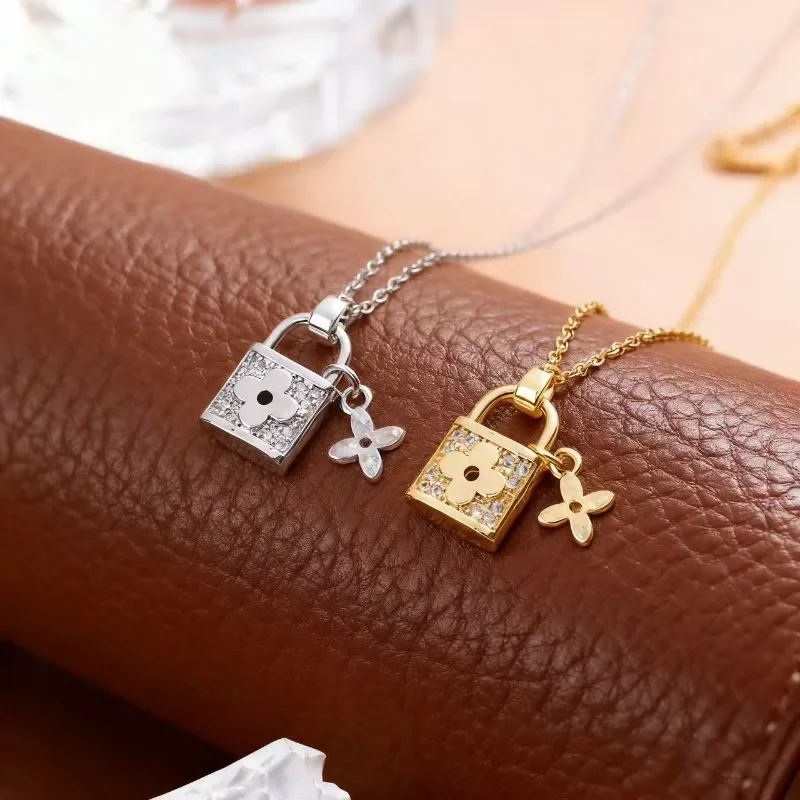 قلادة نسائية من الفولاذ التيتانيوم، إكسسوارات غير باهتة، طقم مرصع بالألماس، سلسلة الترقوة العصرية #6