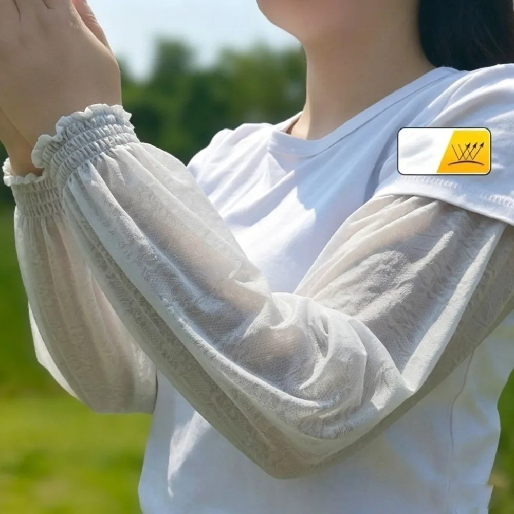 

Fashion Lace Arm Sleeves Straight-Cut Thin Sunscreen Sleeves Breathable Elastic Arm Covers Cycling