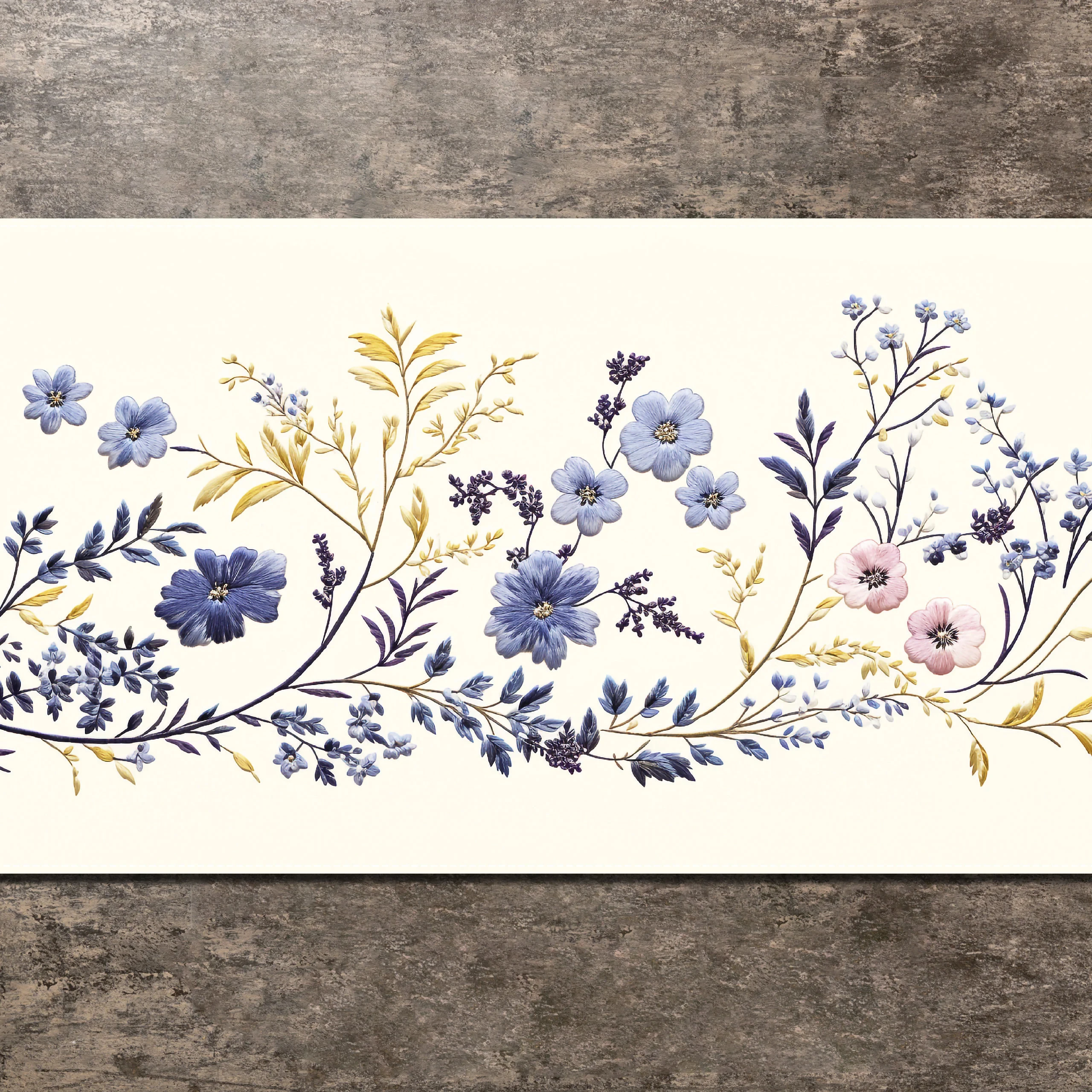 1 Stück Eleganter Blumengirlanden-Tischläufer - Leinen 2D-Druck für Esszimmer, Wohnzimmer, Festliche Tischdekoration & Geschenk