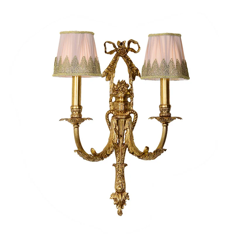 

French style, all copper, wall lamp, European style, villa, living room, dining room, bedroom, bedside corridor