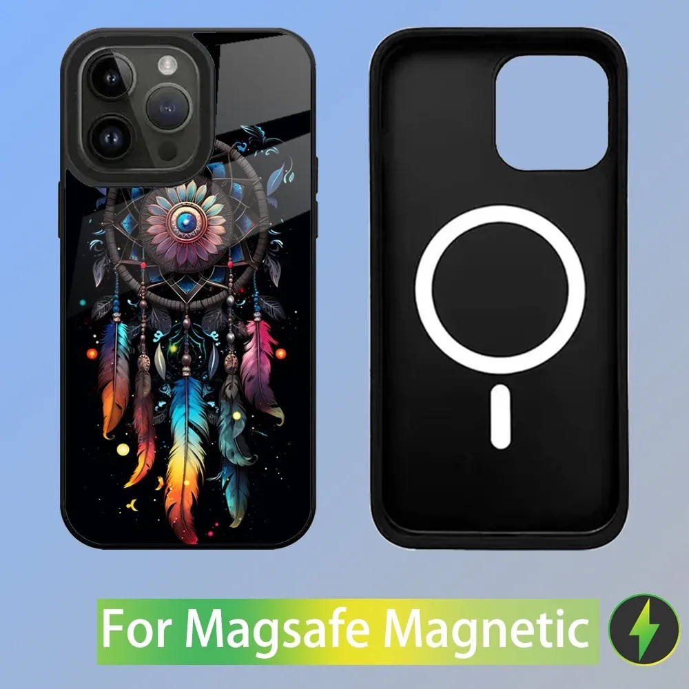 Feather Dreamcatcher   Phone Case For iPhone 15,14,13,12,11,Plus,Pro,Max Mini Magsafe Magnetic Wireless Charging