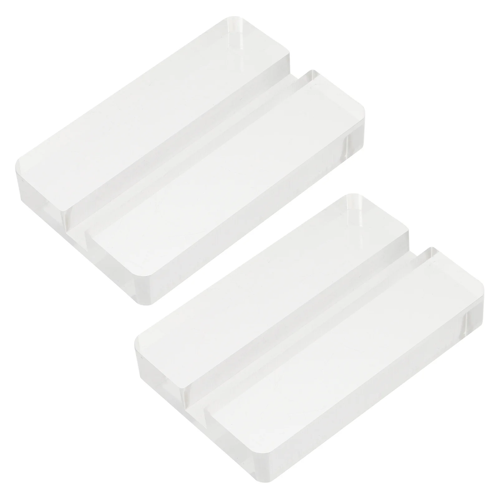 

2pcs Transparent Acrylic Display Stand Simple Sign Base Stable Desktop Card Support Holder For Name Number Card Display Office