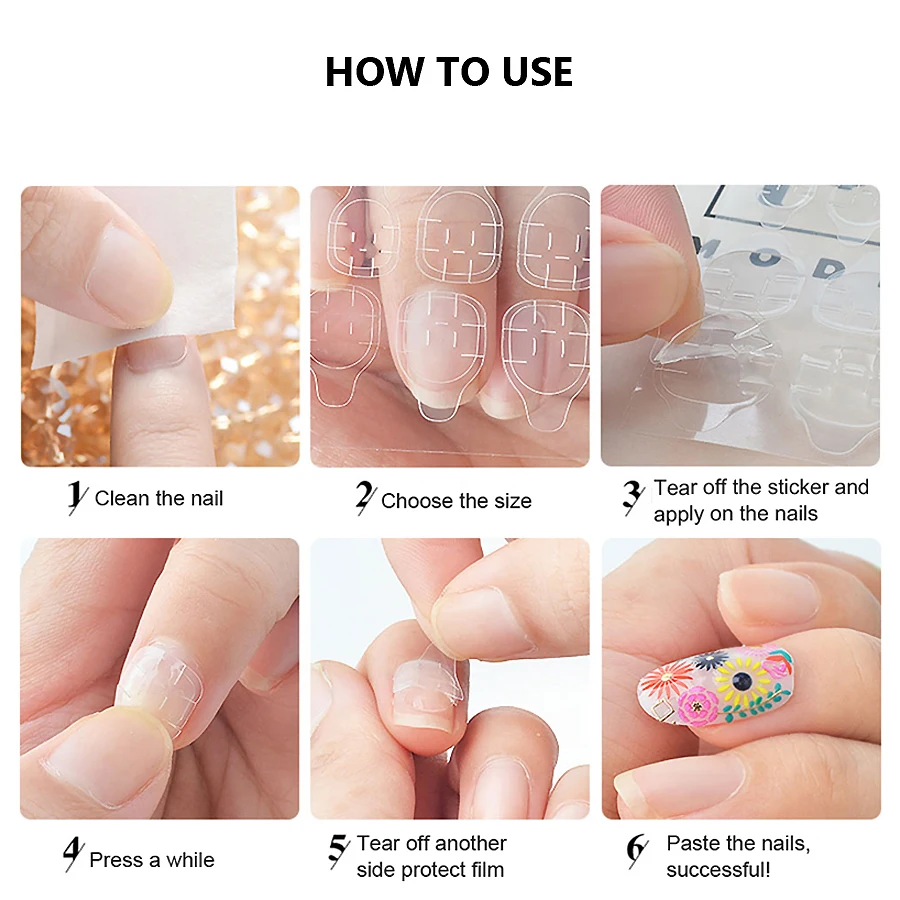 2/5/10/20 Lenzuola Doppio Lato Colla Gelatina Per Unghie Trasparente False Unghie artistiche Adesivi Adesivi FAI DA TE Manicure Unghie Accessori