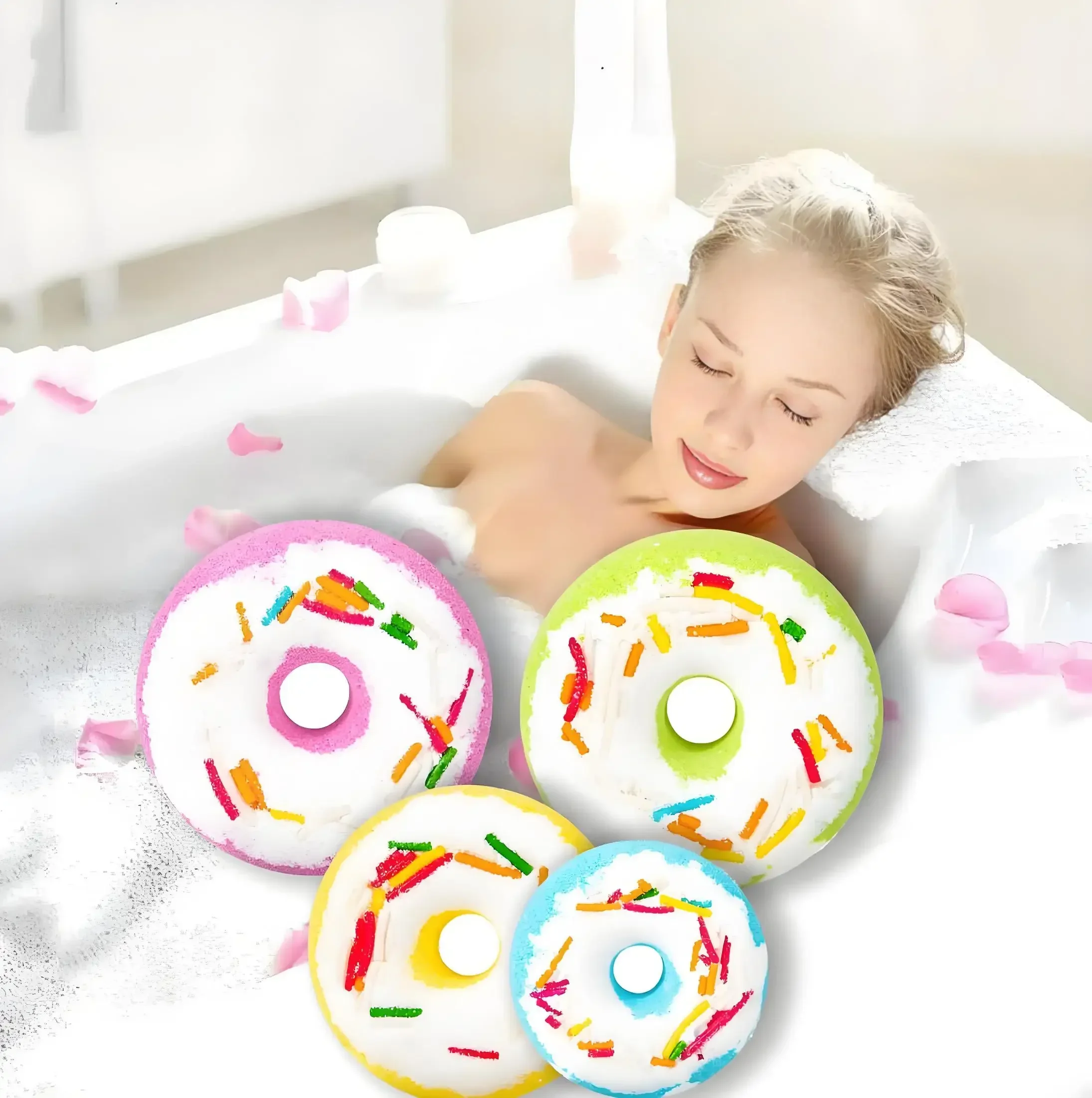 

Shower Steamer Aromatherapy Shower Tablets Essential Oils for Spa Christmas Birthday Gift Imitation Doughnut Body Care Bath Ball