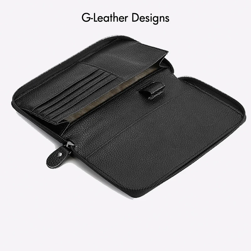 Genuine Leather Passport Cover Case Travel Wallet Boarding Pass Holder Large Capacity Travel Clutch Bag Zipper Around