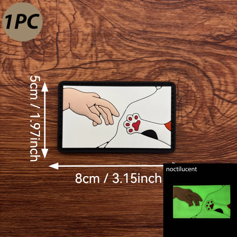 Cute Cartoon Cat Paw Interactive Scene Rectangular Patch Armband with Luminous Effect, 2D Flat Pvc Material, Versatile Decorative Patch for Bags and Clothing, Comes with Matching Felt Badge Patch