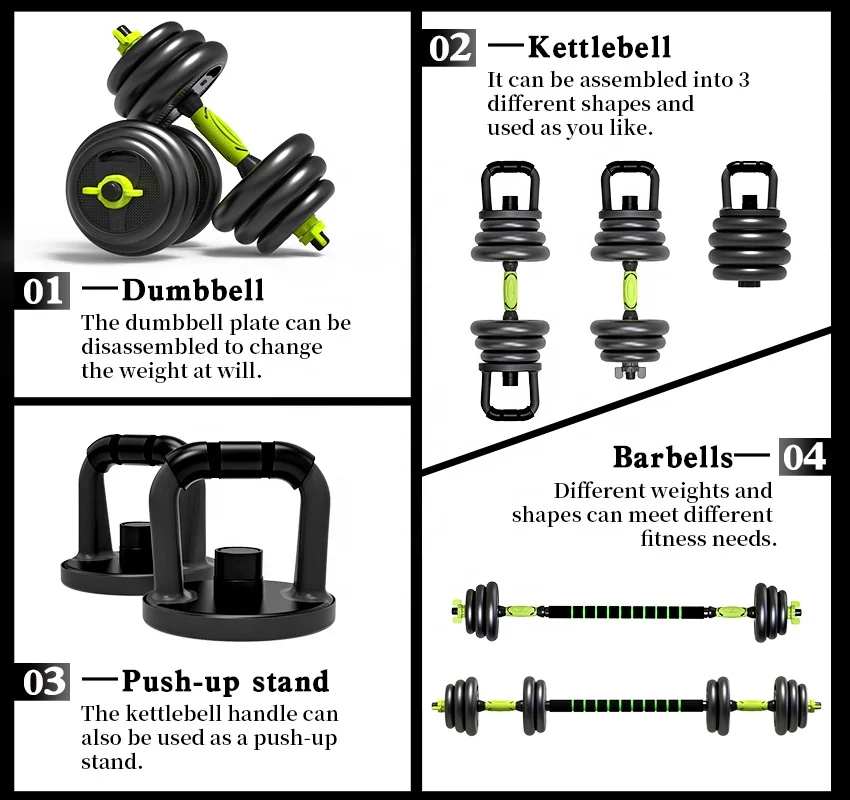 20kg Cement Weight Lifting Dumbbel Detachable changeable dumbbell 40 kg Adjustable Pair Golden Barbell dumbbell Set