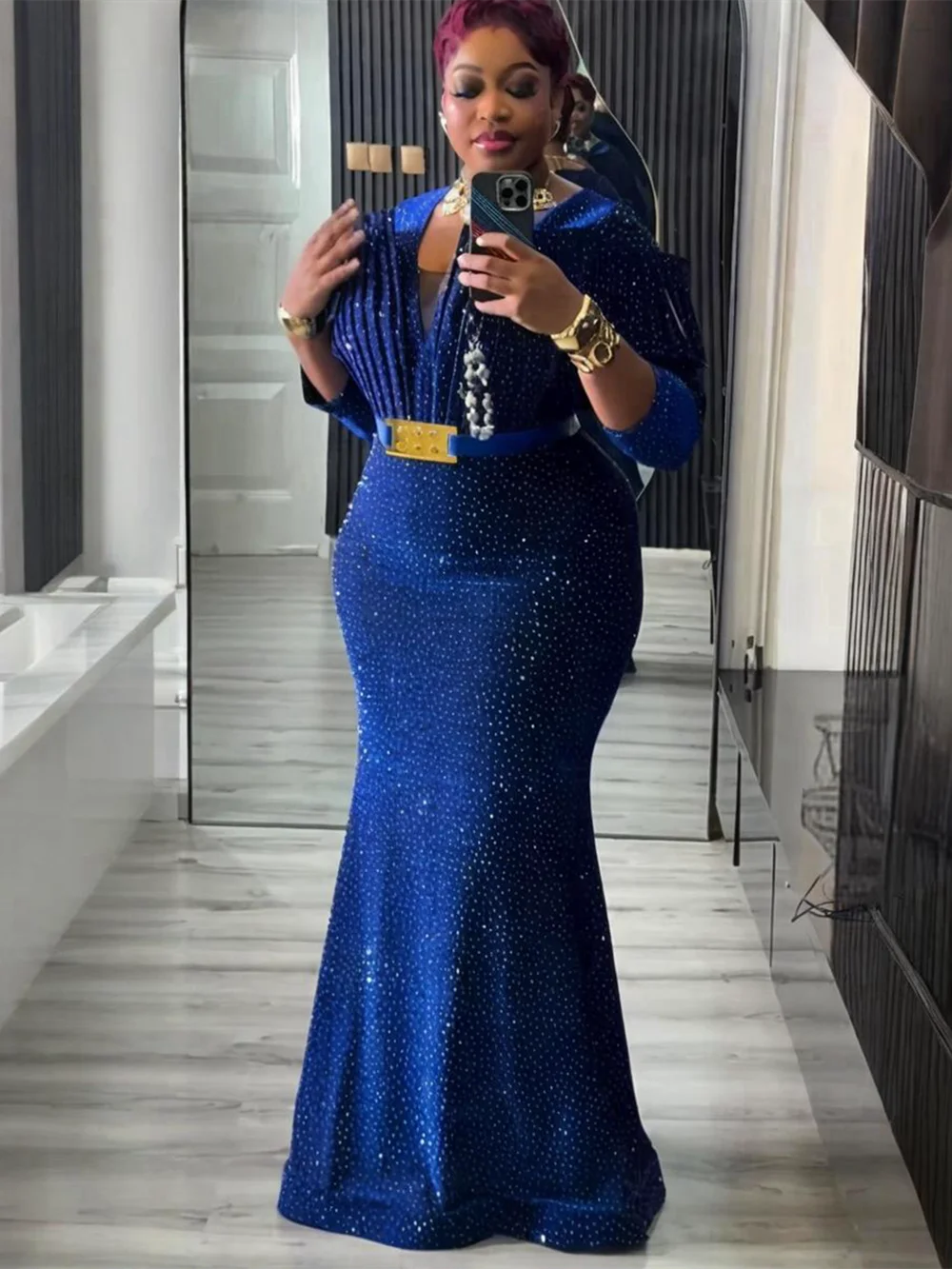 

Африканские вечерние платья больших размеров для женщин Dashiki Diamond, сексуальное облегающее длинное платье, элегантные наряды, мусульманское свадебное вечернее платье