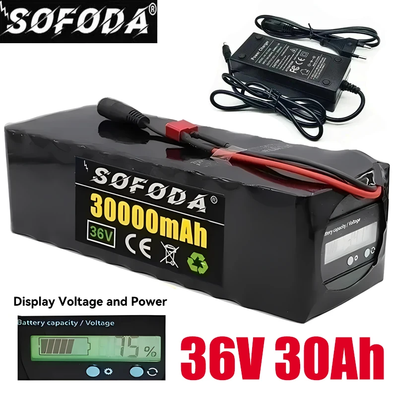 

36V battery 10S4P 30Ah battery pack 1000W high power battery 42V 30000mAh Ebike electric bicycle BMS Capacity Indicator+charger