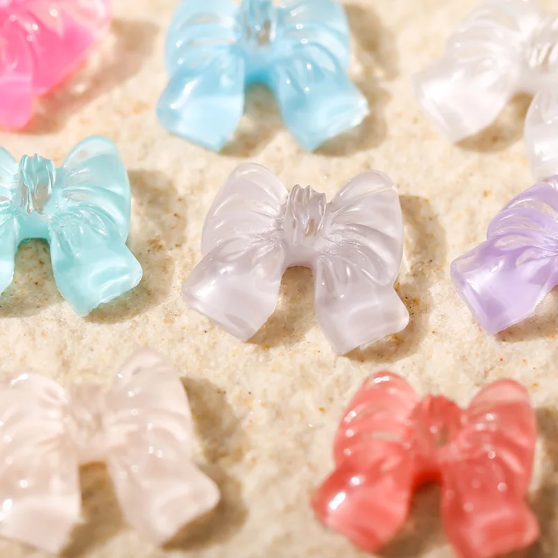 

50PCS Ice Transparent Resin Bow Tie Nail Art Charms Bowknot Kawaii Nails Decoration Accesorios Manicure Products Supplies Tool