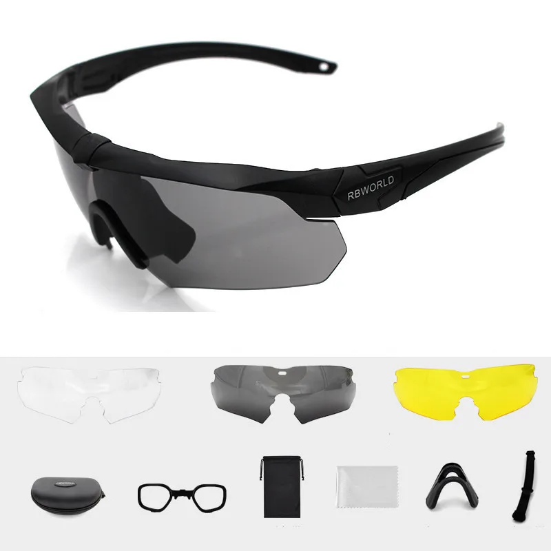 Tr90 Military Goggles 3 lens Sunglasses Bullet-proof Army tactical Glasses shooting Eyewear MTB Cycling