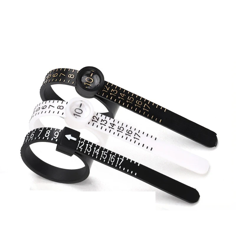 US/UK/EU/HK Size Ring Ruler Ring Measuring Tape Ring Measuring Tool Annular Coil Finger Size Filter with Magnifying Glass