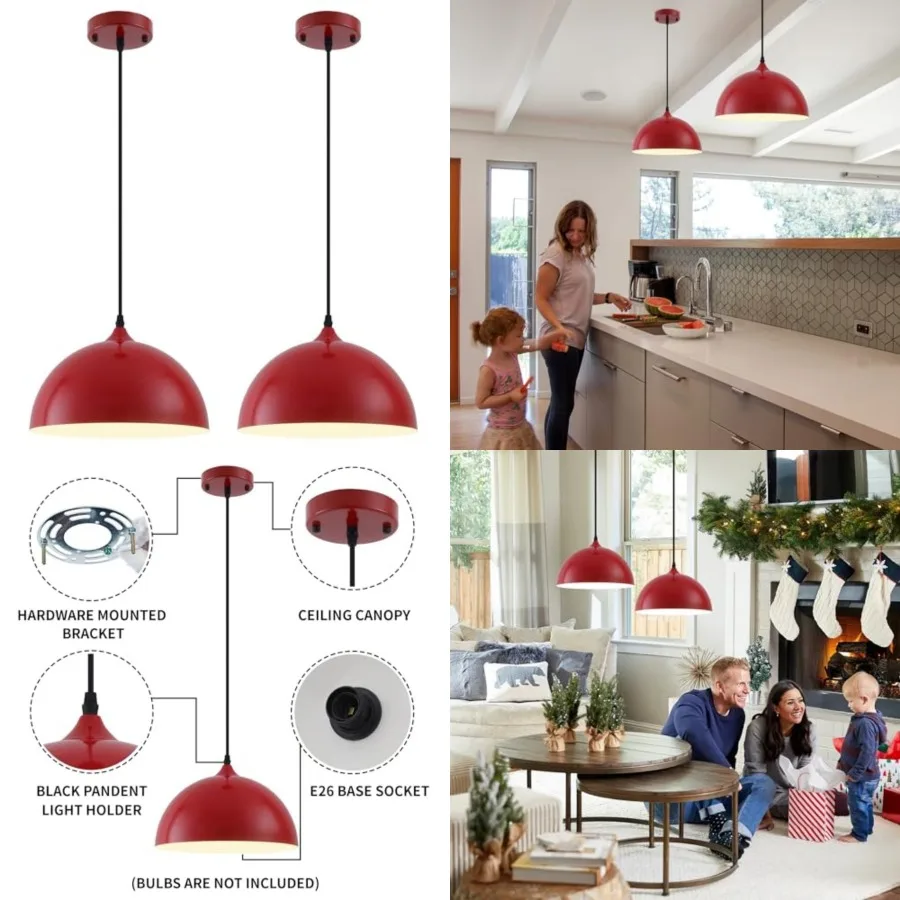

Farmhouse Pendant Light 11.8inches 2 Packs, Kitchen Pendant Lights, Industrial Pendant Light, Pendant Lights Kitchen Island for