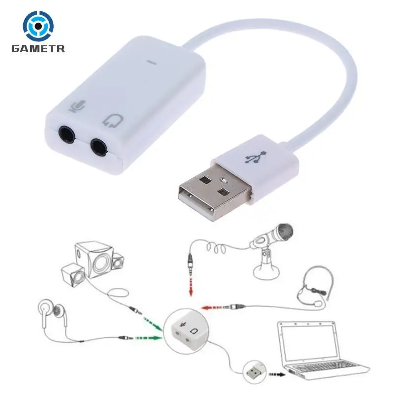 USB 2.0 To Jack External USB Sound Card 3D Audio Headset Microphone Earphone 7.1 Channel 5HV2 Adapter For Laptop