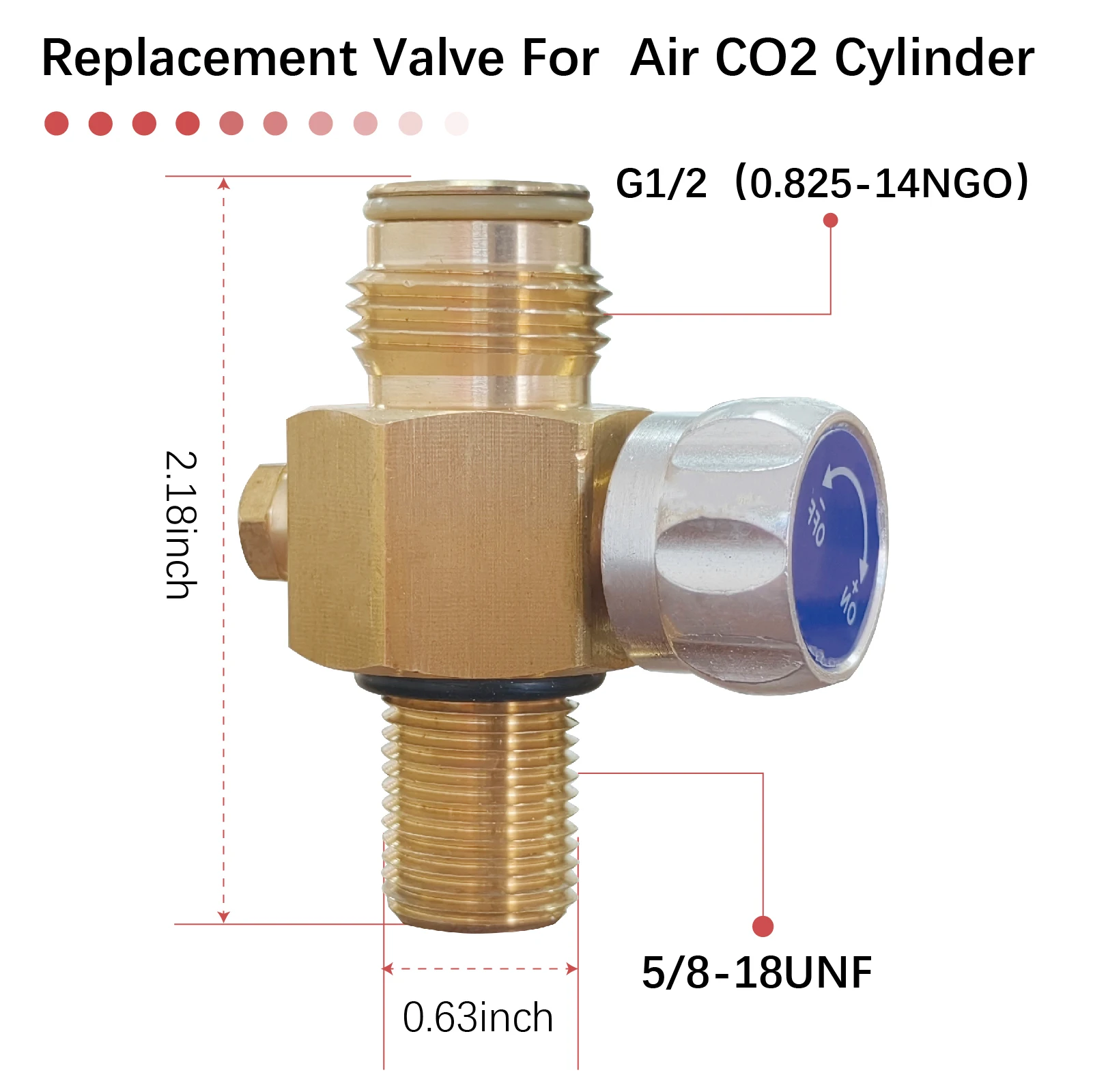 Paintball CO2 Cylinder Tank On/Off Valve With 5/8