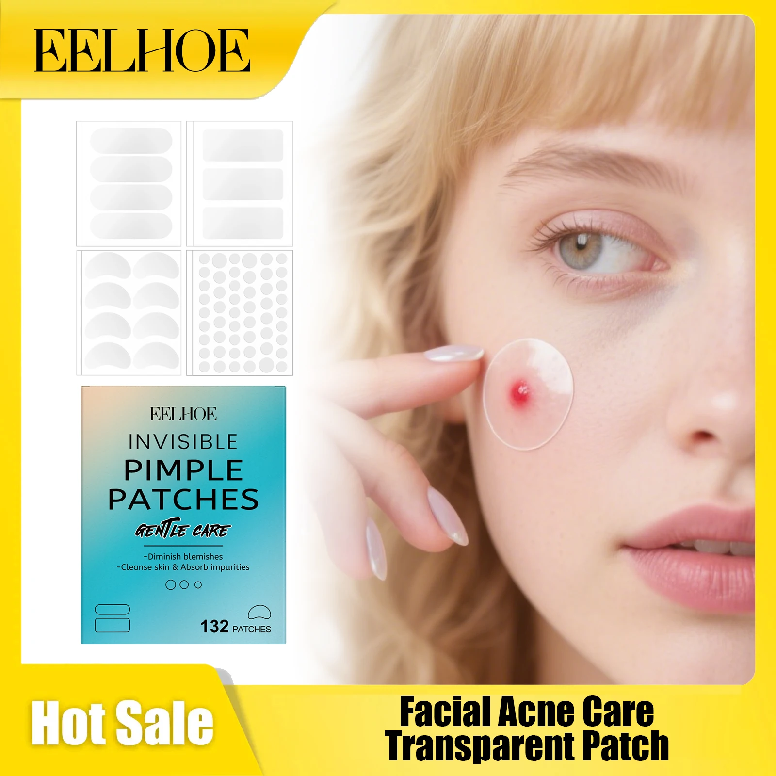 

Eelhoe Facial Acne Care Transparent Patch No Irritating Improve Damage Waterproof Remove Pimple Invisible Acne Repairing Patches