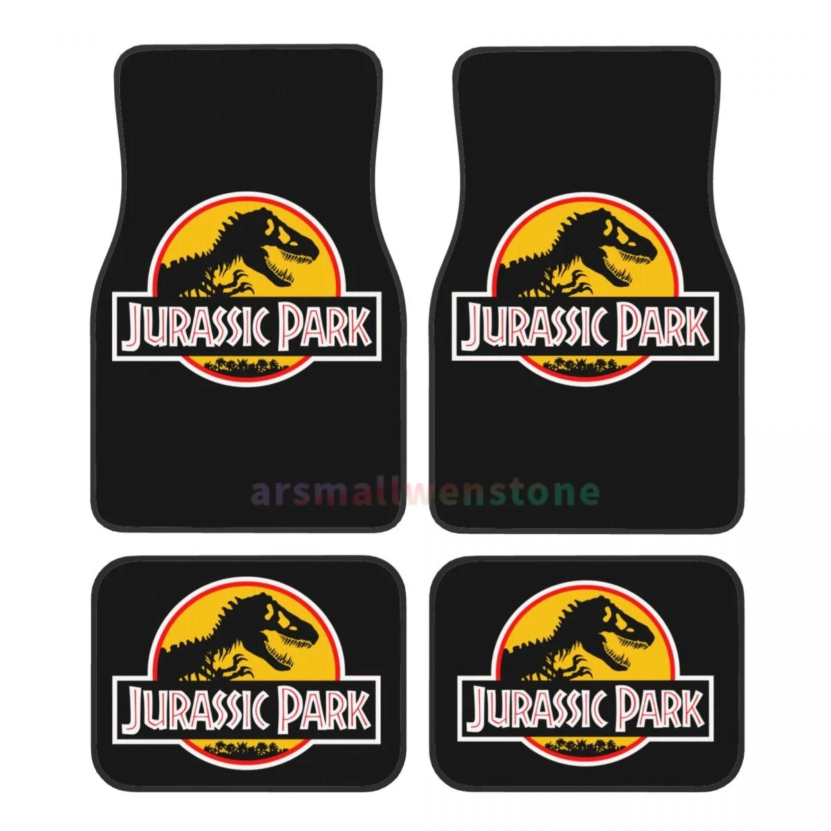 Jurassic Park 4PCS Crystal Velvet Women's Car Floor Mat, Anti Fouling Car Floor Mat Car Interior Accessories