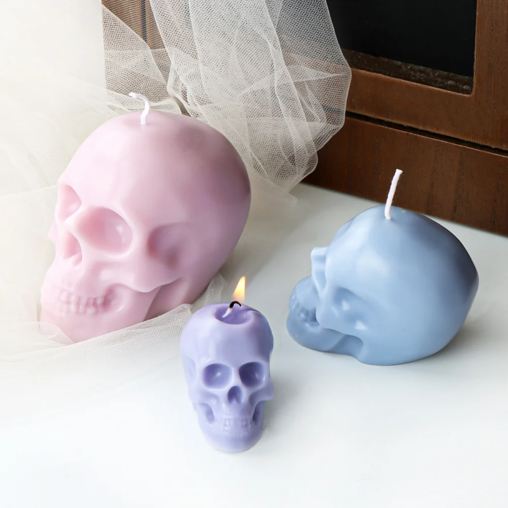 3D Schädel Kopf Kerze Silikon Form DIY Horror Thema Epoxidharz Handwerk Skelett Form Festliche